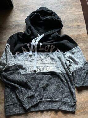 Heritage Colorblock Hooded Sweatshirt in Black and Gray